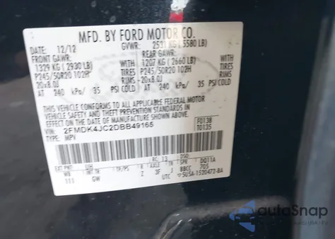 2013 Ford Edge Sel z USA, uszkodzony, nr VIN 2FMDK4JC2DBB49165